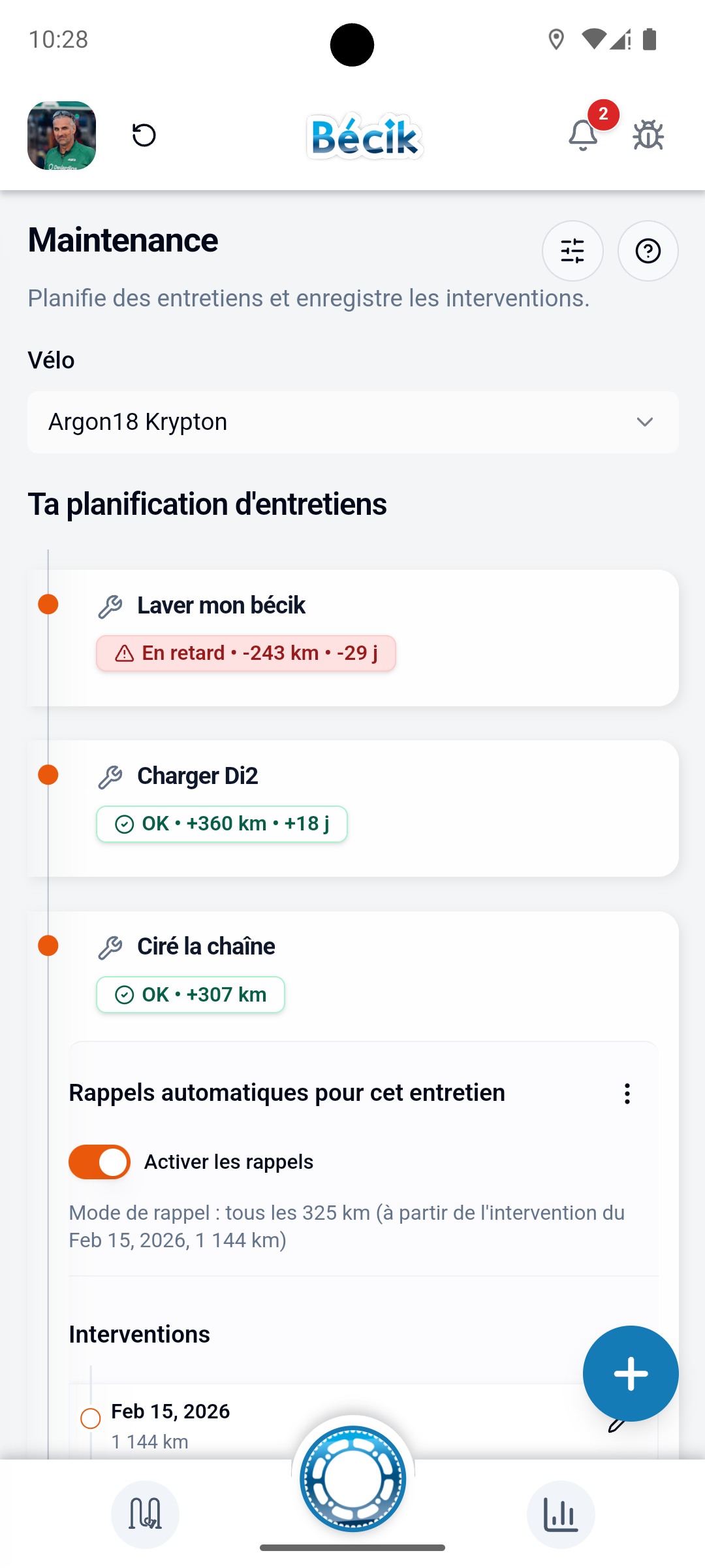 Capture d'écran Bécik - Maintenance